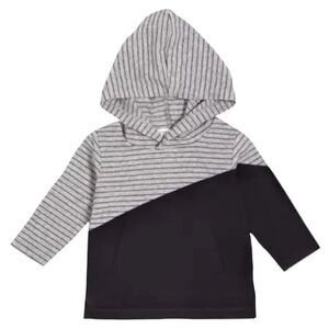 Miles the Label 3T Boys Stripe and Solid Black Grey Hoodie Tee Shirt
